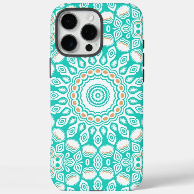Türkis und Beige Ozean Mandala Muster Case-Mate iPhone Hülle (Rückseite)