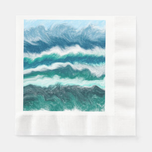 Türkis und Blaue Meereswellen Serviette