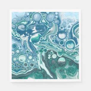 Türkis und Blauer Ozean Waves and Bubbles Serviette