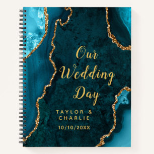 Türkis- und Gold-Achat-Hochzeitsplaner Notizbuch