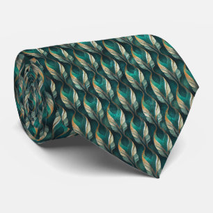 Türkis- und Gold-Art-Deco-Geometrie-Musterdesign Krawatte
