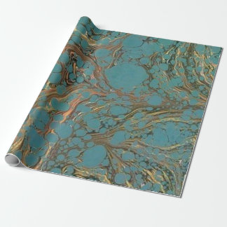Türkis und Gold, gemarmort Geschenkpapier