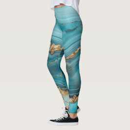 Türkis und Gold Glitzer Agate Leggings
