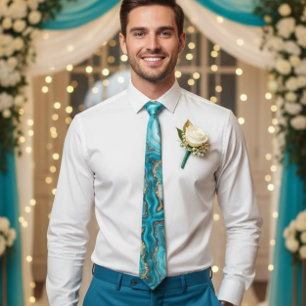 Türkis und Gold Glitzer Agate Neck Tie Krawatte