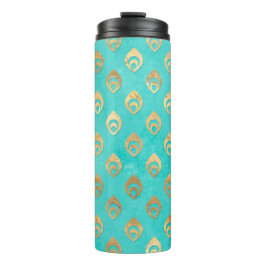 Türkis und Gold Peacock Thermosbecher