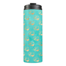 Türkis und Gold Peacock Thermosbecher