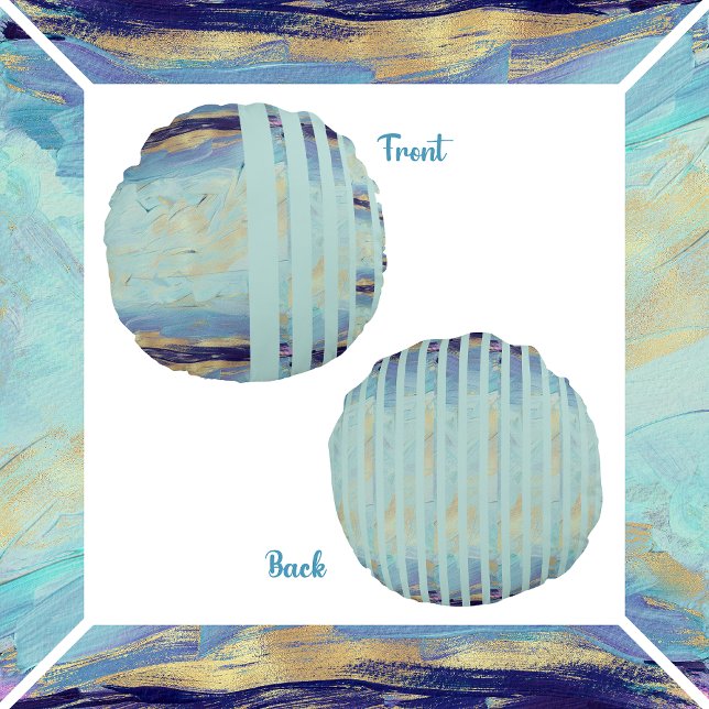 Türkis und Gold Rundes Kissen (Von Creator hochgeladen)