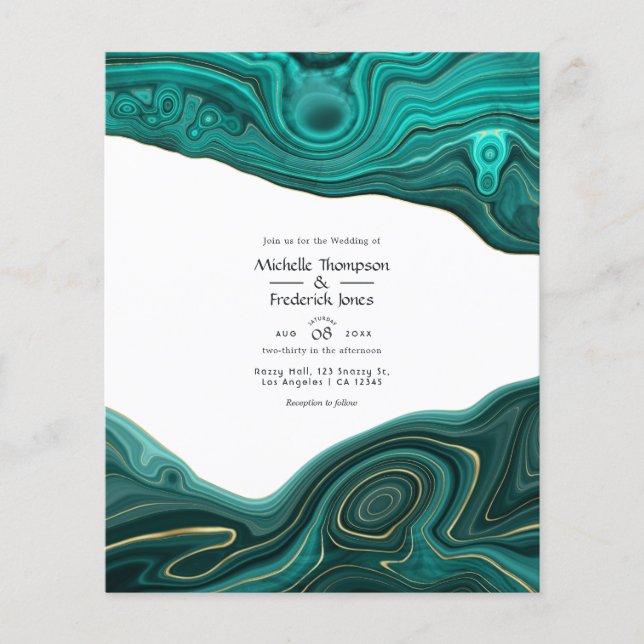 Türkis und Gold Strata Agate Wedding Flyer (Vorne)