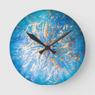 Türkis- und Golduhr Runde Wanduhr