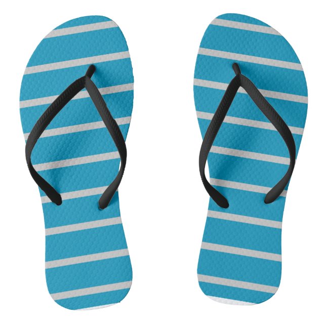 Türkis und Grau Streifen Flip Flops (Fußbett)