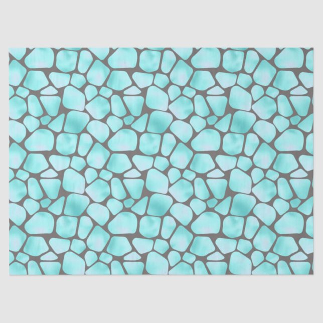 Türkis und Graue Giraffe Print Decoupage Seidenpapier (Vorderseite)