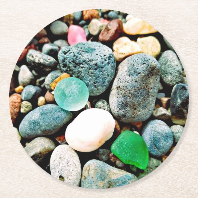 Türkis- und Green Seaglass Pullboard Untersetzer (Vorderseite)