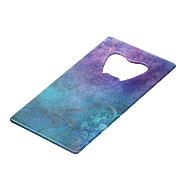 Türkis und Grün Elegante Lotus Blume Geldbeutel Flaschenöffner (Vorderseite Schrägansicht)