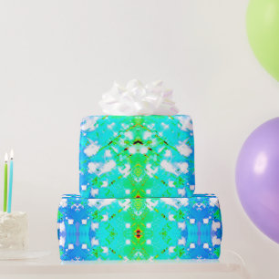Türkis- und Gründruckpapier Geschenkpapier