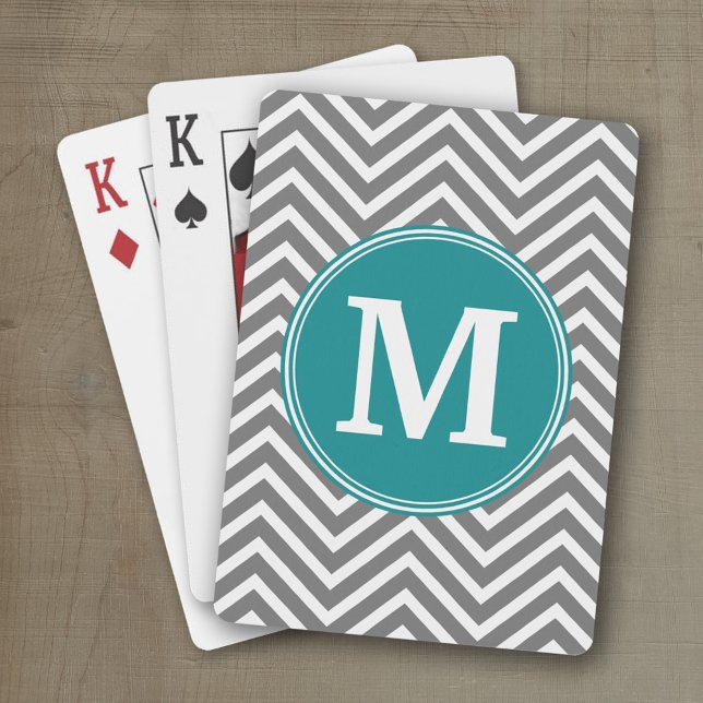 Türkis- und Kohleschnecken-Monogramm Spielkarten (Personalized playing cards with an area for text such as a name or monogram)