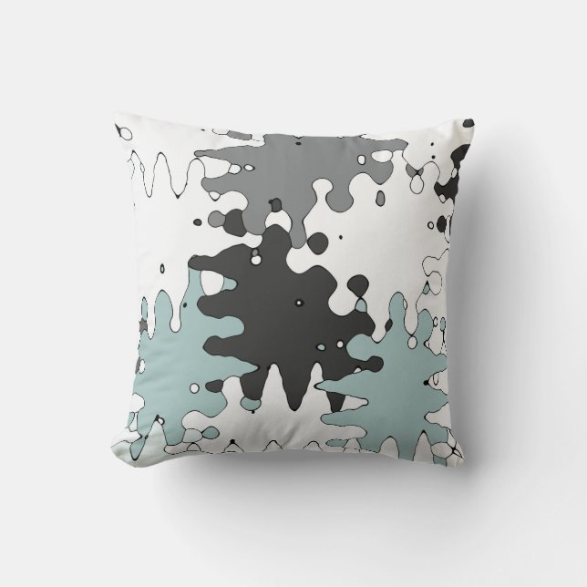 Türkis und Korallen Einzigartiges Muster Kissen (Vorderseite)