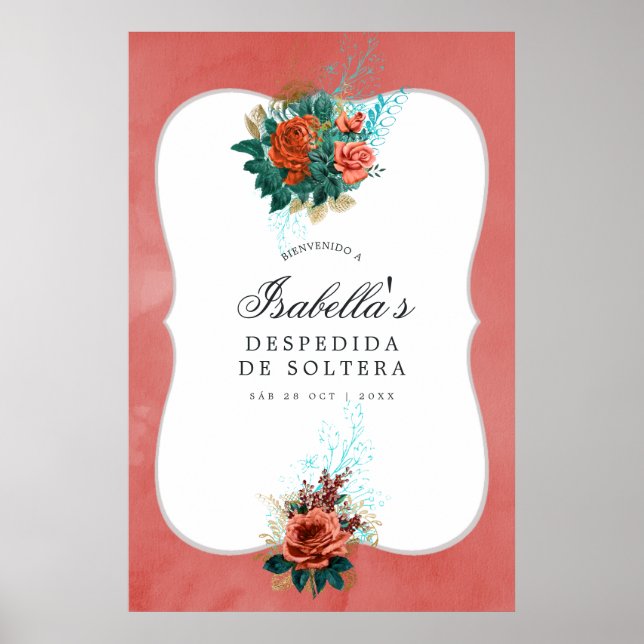 Türkis und Korallenriff - Brautparty Willkommen Poster (Vorne)