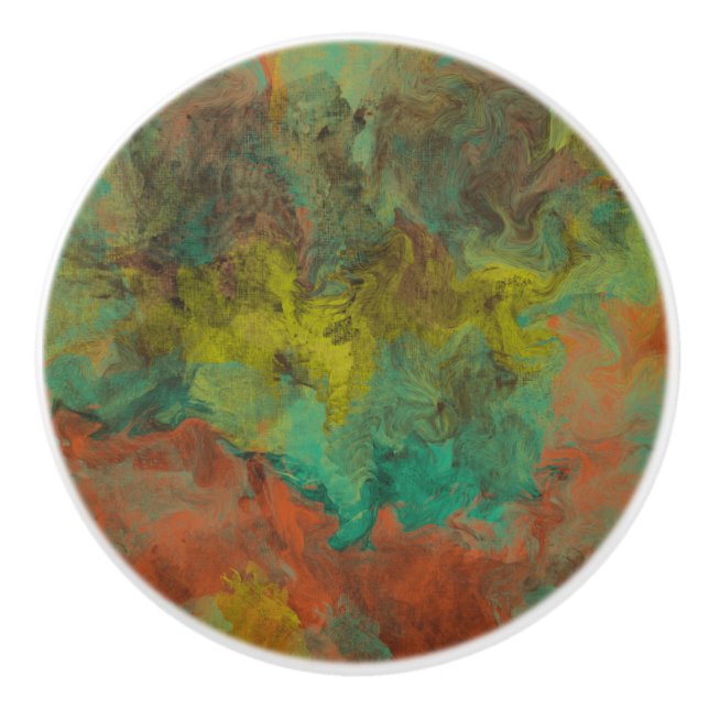 Türkis und Kupfer mit goldenen Akzenten Keramikknauf (Vorderseite)