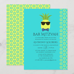 Türkis und Lemon Tropical Summer Bar Mitzvah Einladung
