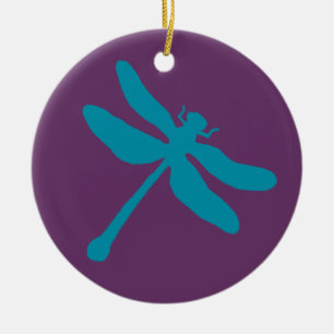 Türkis und Lila Libelle Keramik Ornament