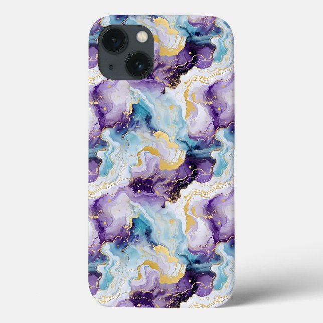 Türkis und Lila Marmor Case-Mate iPhone Hülle (Rückseite)