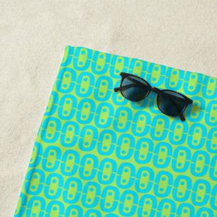 Türkis und Limettengrün geometrisches Muster Strandtuch
