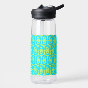 Türkis und Limettengrün geometrisches Muster Trinkflasche
