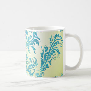 Türkis und Limettengrün opulenter Damast Tasse