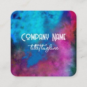 Türkis und magenta Wasserfarbe, künstlerisch Quadratische Visitenkarte