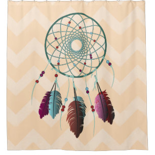 Türkis und Maroon Dream Catcher Chevrons Duschvorhang