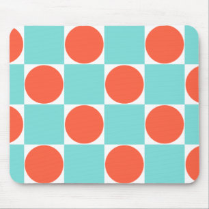 Türkis und Orange Modern Geometric Tile Muster Mousepad