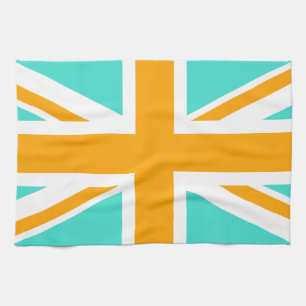 Türkis und Orange Union Jack Handtuch
