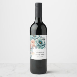 Türkis und Peach Diamond Wedding Weinetikett