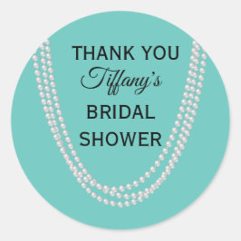 Türkis und Perlen Brautparty Vielen Dank Runder Aufkleber