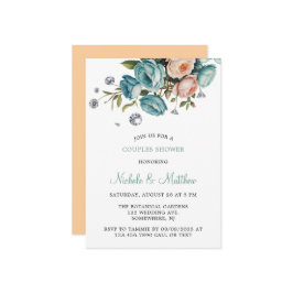 Türkis und Pfirsichfarben Diamantenhochzeit Einladung