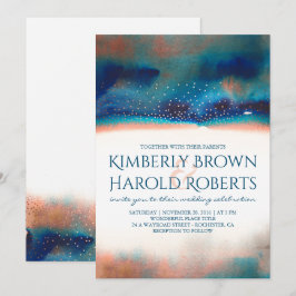 Türkis und Pfirsichfarben Hochzeit Einladung