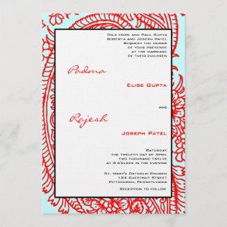 Türkis und Red Paisley Indian Wedding Einladung
