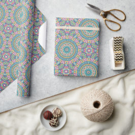 Türkis und Rosa Mandala Geschenkpapier