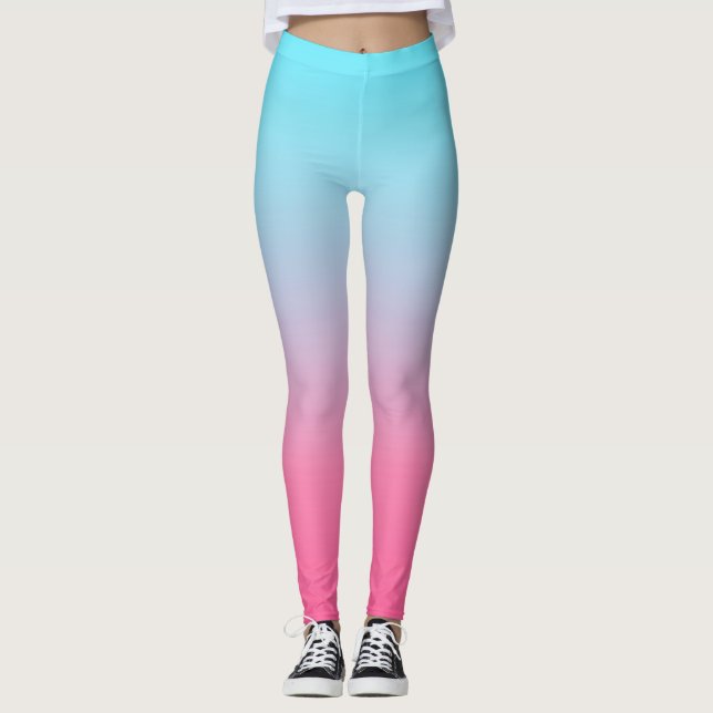 Türkis und Rosa Ombre Leggings (Vorderseite)