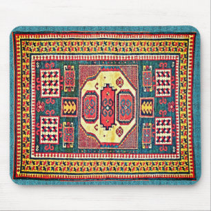 Türkis- und Rosenrot Kazak-Oriental-Teppichdesign Mousepad