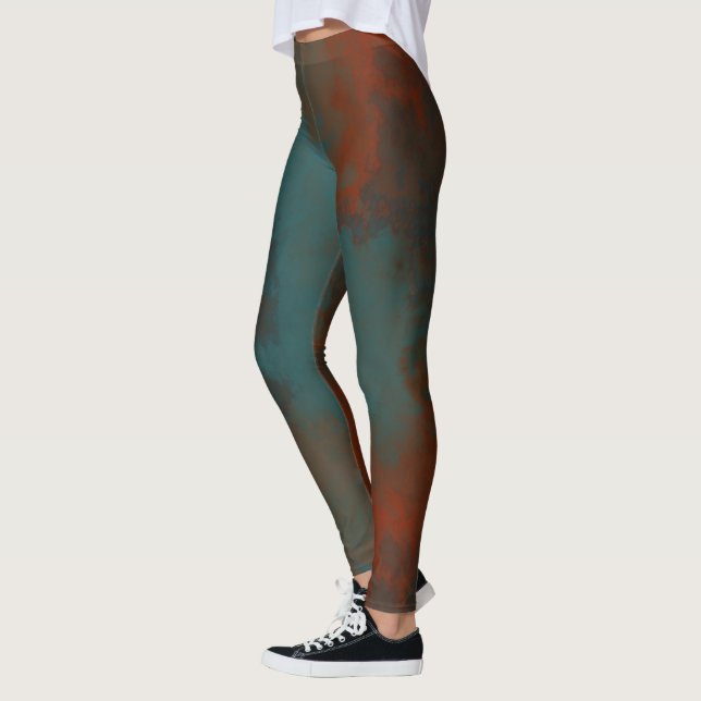 Türkis und Rost Abstrakt Leggings (Links)