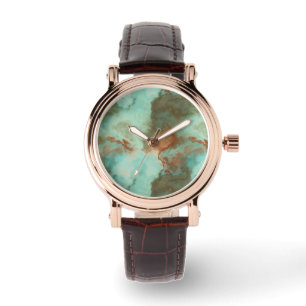Türkis- und Rostmarmor Abstrakt Armbanduhr