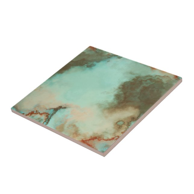 Türkis- und Rostmarmor Abstrakt Fliese (Seite)