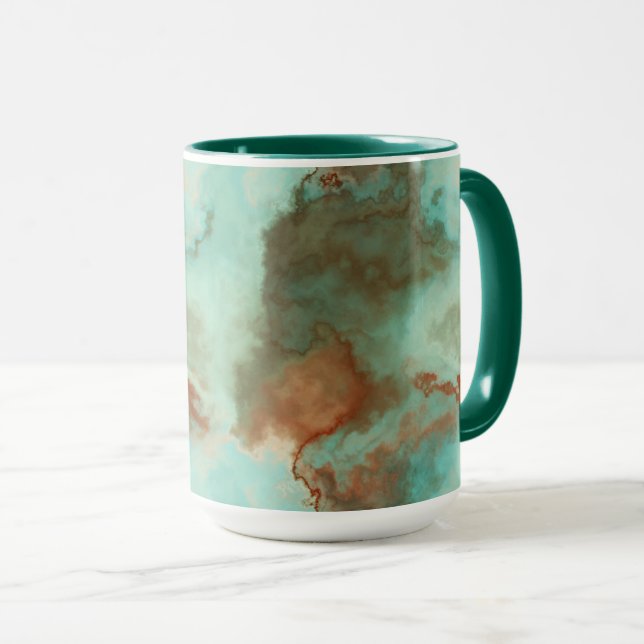 Türkis- und Rostmarmor Abstrakt Tasse (VorderseiteRechts)