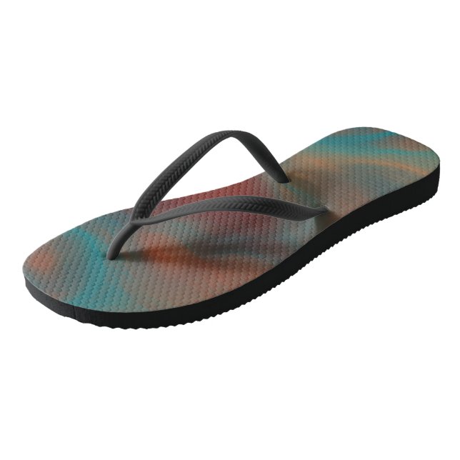 Türkis- und Rostmarmor Abstrakter Swirl Flip Flops (Schrägansicht)