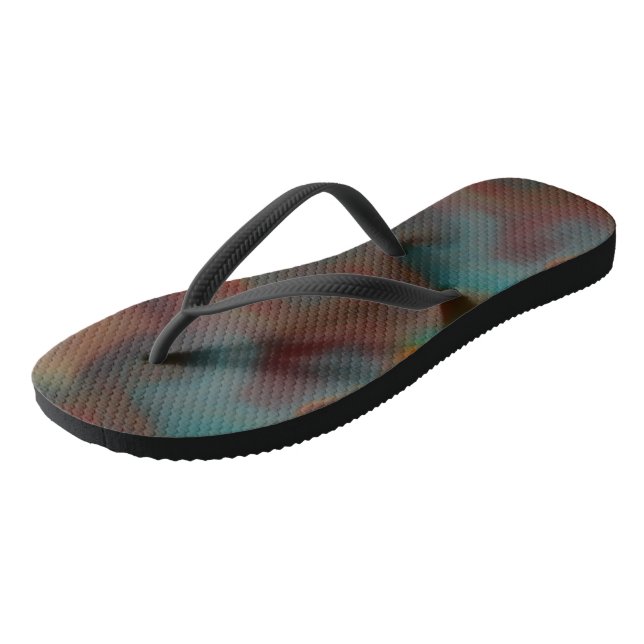 Türkis- und Rostmarmor Abstrakter Swirl Flip Flops (Schrägansicht)