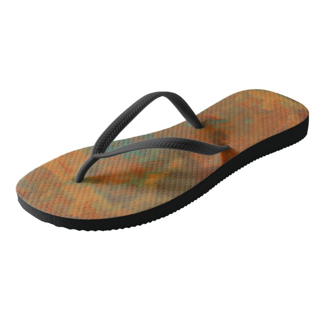 Türkis- und Rostmarmor Abstrakter Swirl Flip Flops (Schrägansicht)