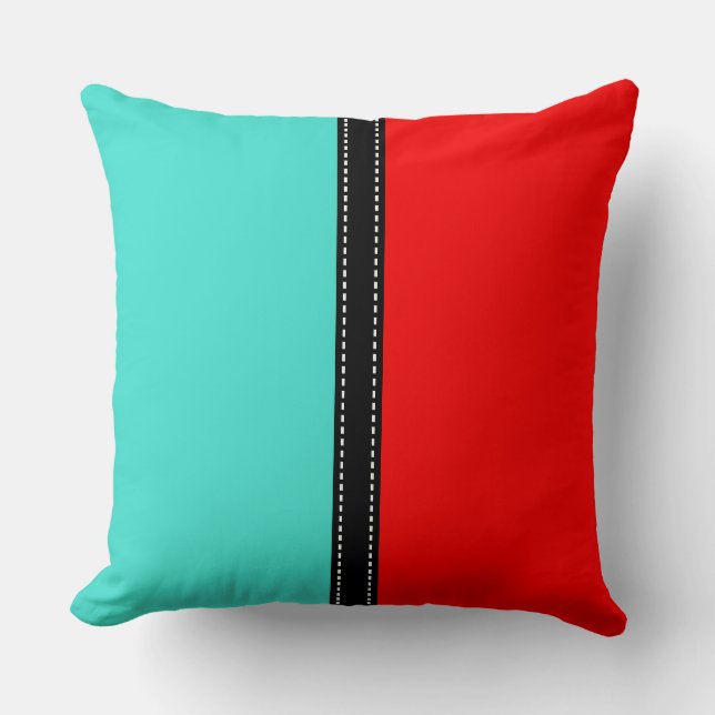 Türkis- und Rot-Solid-Farbuntergrund Kissen (Vorderseite)