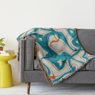 Türkis und Rot Wirbel Decke