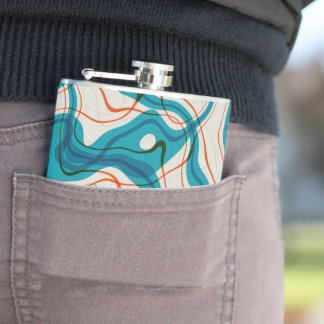 Türkis und Rot Wirbel Flachmann